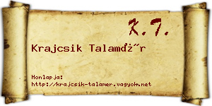 Krajcsik Talamér névjegykártya